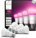 Philips Hue Smart LED A19 Bulb, White & Color Ambiance, E26 Base, 7.2W, Full Spectrum Light 1000K-20000K, 810 Lumens, Dimmable, Works with Alexa, Google,& Apple Home, 4pk