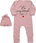 Little Answered Prayer Bodysuit Infant Romper Baby Announcement 0-3 Months Clothes Cute Religious Boys Girls Outfit