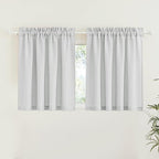 RYB HOME Privacy Sheer Valances for Windows, Semi-Sheer Curtains for Kitchen Small Window Drapes, Dual Rod Pocket & Linen Textured Design, Dove Grey, W 52 in by L 36 in Each Panel, Set of 2