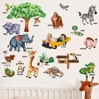 Jungle Animal Wall Stickers Forest Safari Wall Decals Kid Room Nursery Baby Bedroom Décor (Early Childhood Animal Education)
