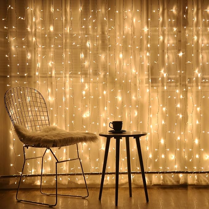 Curtain Lights, Upgrade LED Window Fairy Lights 8 Lighting Modes, Window Icicle Xmas String Lights for Wall Decor