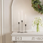 Matte Black Taper Candle Holders, Set of 3 Metal Candlestick Holders for Candle Sticks Holder Decor, Ideal for Mantle Table Centerpiece, Weddings, Dining, Housewarming Gift & Anniversaries