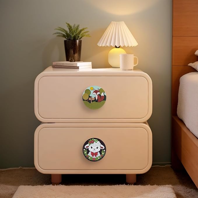 JamJam Set of 8 1.8" Wooden Unique Cabinet Kids Nursery Dresser Knobs Cute Funky Fox Horse Animal Themed Drawer Pulls and Knobs
