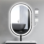 Niccy Oval LED Mirror for Bathroom, 36x24 Front Lit + Backlit Vanity Mirrors with Light Anti-Fog, Shatter-Proof, 3 Colors, Makeup Mirror with Black Frame (Horizontal/Vertical)