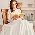 Exclusivo Mezcla Extra Large Fleece Throw Blanket for Couch, Sofa, 300GSM Super Soft and Warm Blankets, Ivory Throw All Season Use, Cozy, Plush, Lightweight, 50x70 Inches