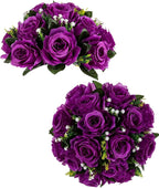 BLOSMON Flower Balls Wedding Rose Centerpieces: 2 Pcs Fake Flowers with Base White Kissing Balls Decor White Artificial Floral Arrangements Flower Bouquet of Roses Home Party Table DIY Decorations