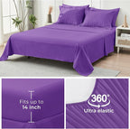 HYMOKEGE Dark Purple Twin Comforter Set Seersucker 5 Pieces, All Season Luxury Bed in a Bag for Bedroom, Bedding Set with Comforter, Sheets, Pillowcase & Sham
