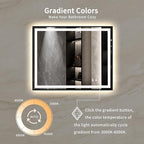 LED Mirror, 40x32 Inch Black Framed Gradient Front and Backlit Bathroom Mirror with Lights, 3 Colors Dimmable CRI>90, IP54 Enhanced Anti-Fog Wall Mounted LED Bathroom Mirror