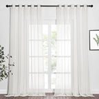 NICETOWN Voile Sheer Curtains for Bedroom Windows, Grommet Top Elegant Lightweight Window Drapes Airy Panels for Living Room/Home Office, Beige, Set of 2, W70 x L96