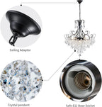 WUZUPS Crystal Chandelier 10-Light Pendant Ceiling Light Modern Lighting Fixture for Dining Room Hallway Bedroom Kitchen Bathroom, H 27.6" x W 22.8", E12 Base, Black