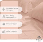 Linen Home 100% Cotton Percale Sheets Queen Size, Brushed Rose, Deep Pocket, 4 Pieces Set - 1 Flat, 1 Deep Pocket Fitted Sheet and 2 Pillowcases, Crisp Cool and Strong Bed Linen