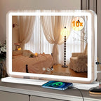 23" x 18" Vanity Mirror with Lights, Led Makeup Mirror, Lighted Makeup Mirror with 3 Color Dimmable Lights, Smart Touch Screen Control, Aluminum Metal Frame,USB Charging Port