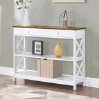 Convenience Concepts Oxford 1-Drawer Console Table 39.5" - Farmhouse Sofa Display with Storage Shelf For Living, Family, & Dining Room, Modern Entryway Hall Table for Kitchen, Bedroom, Driftwood/White