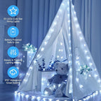 Minetom Star String Lights Battery Operated - 2 Pack 17 ft 50 LED Star Fairy String Lights with Timer, Waterproof for Indoor Bedroom Tent Loft Bed Patio Party Wedding Decor, White