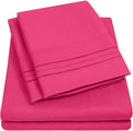 Sweet Home Collection Split King Size Size Sheet Set with Built-in Sheet Straps - Deep Pocket Fitted Sheet, Flat Sheet & Pillowcases - Soft, Wrinkle-Free, Secure Fit - Fuschia