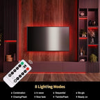 echosari LED Strip Lights Battery Powered, 90 LED Red 2835 SMD Strip Lights 9.8 Ft Cuttable Self-Adhesive Strip Lights with Remote Timer for Outdoor Indoor Party Bedroom Decoration