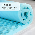 DMI Twin XL Mattress Topper Egg Crate Foam for Pressure Relief, Weight Distribution & Enhanced Airflow | Dorm Bed Mattress Topper 2 Inch - Improved Comfort & Alignment- Blue