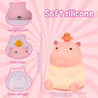 Cute Hippo Gifts for Kids,Pink Hippo Night Light, Dimmable Silicone Animal Nursery Night Light, Adorable Rechargeable Squishy Touch Lamp, Hippopotamus Gifts for Boys Girl Baby Room Decor