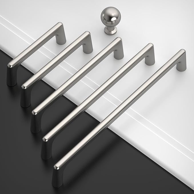 Amerdeco 10 Pack Brushed Satin Nickel Cabinet Pulls 3 Inch(76MM) Hole Centers Kitchen Cabinet Handles Hardware Kitchen Handles for Cabinets Cupboard Handles Drawer Pulls ZH0041