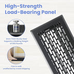4x10 Inches Heavy Duty Walkable Floor Register - Easy Adjust Air Supply Lever Decorative Floor Vent Covers - Boston Design Vent Covers for Home - Matte Black