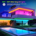 GUPUP 50 FT LED Strip Lights,Bluetooth LED Lighting for Bedroom, Color Changing Light Strip with Music Sync, Phone Controller and IR Remote(APP+Remote +Mic)