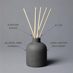 Craft & Kin Christmas Reed Diffuser for Home & Bathroom – Santal Woods Holiday Reed Diffuser Set with Fragrance Sticks, Long-Lasting Alcohol-Free Winter Scent, Earthenware Collection, 6.7oz