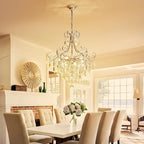 WUZUPS Crystal Chandelier 10-Light Pendant Ceiling Light Modern Lighting Fixture for Dining Room Hallway Bedroom Kitchen Bathroom, H 27.6" x W 22.8", E12 Base, Silver