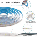 LED Strip Lights Battery Operated, 9.8ft 90 LED Strip Lights with Remote Control Timer Dimmable, Waterproof Flexible Lights Strip for Indoor Outdoor Table Bedroom Boat Kitchen - White