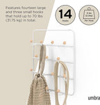 Umbra Estique Over The Door Coat Rack & Multi-Use Organizer, For Coats, Bags, Hats & More, White/Natural