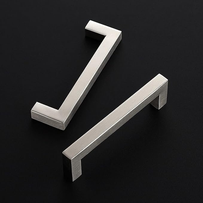 Ravinte 20 Pack 4-1/2 Inch Kitchen Square Cabinet Handles Satin Nickel Pulls Brushed Nickel Kitchen Cabinet Hardware Handles for Cupboard Drawer Pulls
