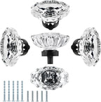 5pcs Glass Cabinet Knobs, Oval Crystal Drawer Knobs, Vintage Crystal Drawer Pulls for Modern Dresser Cabinets and Cupboards