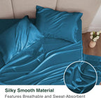 Love's cabin Twin Satin Sheets Sets - 3 Piece Teal Silky Bed Sheets with Deep Pockets, Luxury Silk Feel Satin Twin Size Sheet Set Bedding Set (1 Flat Sheet,1 Fitted Sheet,1 Pillow case)