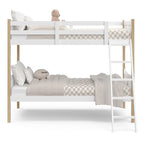 Storkcraft Caribou Bunk Bed Twin Over Twin Bunk Bed (White with Natural) - GREENGUARD Gold Certified, Converts to 2 Individual Beds