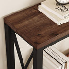 BON AUGURE 2 Tier Console Table for Entryway, Metal Wood Sofa Table Behind Couch for Living Room, Industrial Entry Tables for Hallway, Foyer, Front Door, Entrance (Rustic Oak, 47 Inch)