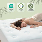 Hansleep King Mattress Topper Viscose Derived from Bamboo, Memory Foam Pillow Top Mattress Topper King with Deep Pocket, Breathable Mattress Pad for Back Pain Relief, 78" x 80", White