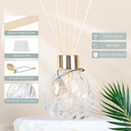 8Pcs Reed Diffuser Set with Metal Golden Decoration, 3.5oz-4.2oz Empty Bottles with 20Pcs Reed Sticks, Unique Design Bottles for Home and Office