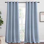 NICETOWN Vintage Blue Blackout Curtains 96 inches Length for Living Room, 2 Panels, 55" Wide, Thermal Insulated Long Drapes for Large Window