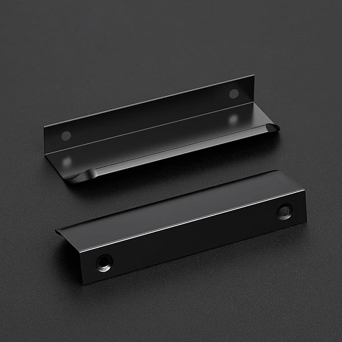 Ravinte Hardware 20 Pack Black Cabinet Handles, 4.75 Inch (120mm) Finger Edge Pulls, 3.75 Inch Hole Center, Finger Pulls for Cabinets