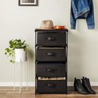 Juvale 4-Tier Fabric Dresser for Closet - 16.5 x 13 x 33 in, Black - Storage Cabinet with Drawers, Closet Drawers & Bedroom Storage