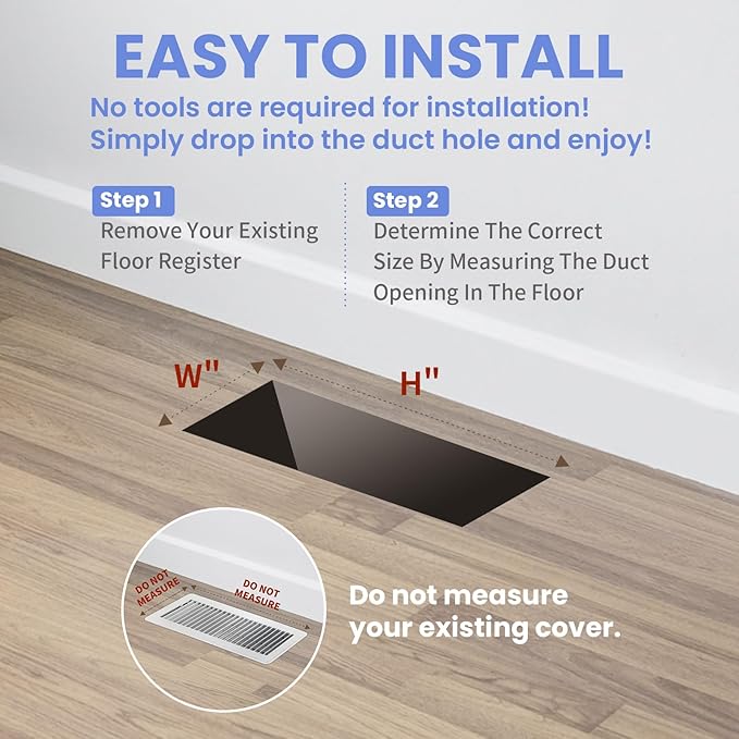 4x12 Inches 2 Pack Heavy Duty Walkable Floor Register - Easy Adjust Air Supply Lever Decorative Floor Vent Covers - Boston Design Vent Covers for Home - Matte Black