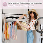Leggings Hangers, Wooden Closet Hanging Leggings Storage Organizer Scarf Hangers with 24 Clips, 360° Swivel Hook, Black, 2 Pcs