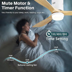 Sofucor Ceiling Fan with Lights-52 Inch Flush Mount Ceiling Fan with Light and Remote Control, Low Profile Wood Blades Modern Outdoor Ceiling Fans for Bedroom/Farmhouse/Patio/Indoor, Quiet DC Motor