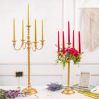 Sziqiqi 28In Floor Candelabra Tall Taper Candlestick for Candle and Floral Metal Candle Holders Table Centerpiece for Wedding Party Event Room