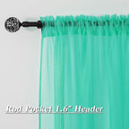 HUTO Turquoise Sheer Window Curtains Panels 52 Inches Wide by 96 Inches Long Rod Pocket Window Sheer Panels Drapes 2 Panels Curtains for Bedroom Living Room Nursery