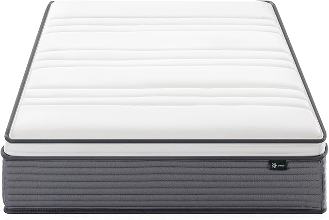 ZINUS 10 Inch True Support Hybrid Mattress [New Version], Twin, Fiberglass Free, Medium Feel, Motion Isolation, Certified Safe Foams & Fabric, Mattress in A Box