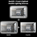 LOAAO 48X32 LED Bathroom Mirror with Lights, Anti-Fog, Dimmable, Backlit + Front Lit, Lighted Bathroom Vanity Mirror for Wall, Memory Function, Tempered Glass (Safe to Use)