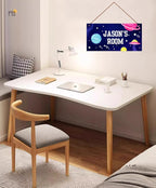 Personalized Outer Space Sign Cute Kids Aerospace Themed For Kids Room Nursery Baby Playroom Door Decor,Custom Name Stars Wall Decor Decorative Plate for Boys Room