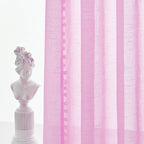 Treatmentex Pink Sheer Curtains for Girls-Room 108inch Long Window Drapes with Cute Pom Pom Design for Salson Party Ceremony Birthday Décor 52" w X 2 Pack
