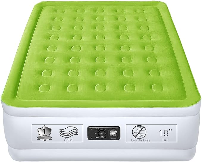 YENING Full Size Air Mattress with Built in Pump Raised Double Blow up Bed Inflatable Camping Airbed Electric 18 Inch Tall