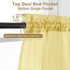 Chyhomenyc Yellow Sheer Curtains 30 inch Length 2 Panels, Light Filtering Voile Rod Pocket Short Window Curtians for Bathroom Living Room Farmhouse Small Windows, 42Wx30L inches